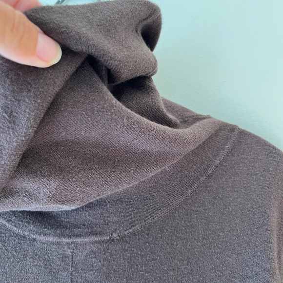 Tyler Boe Sz M Brown Cotton Cashmere Blend Midi Dress Stretch Cowl Neck - Picture 5 of 10